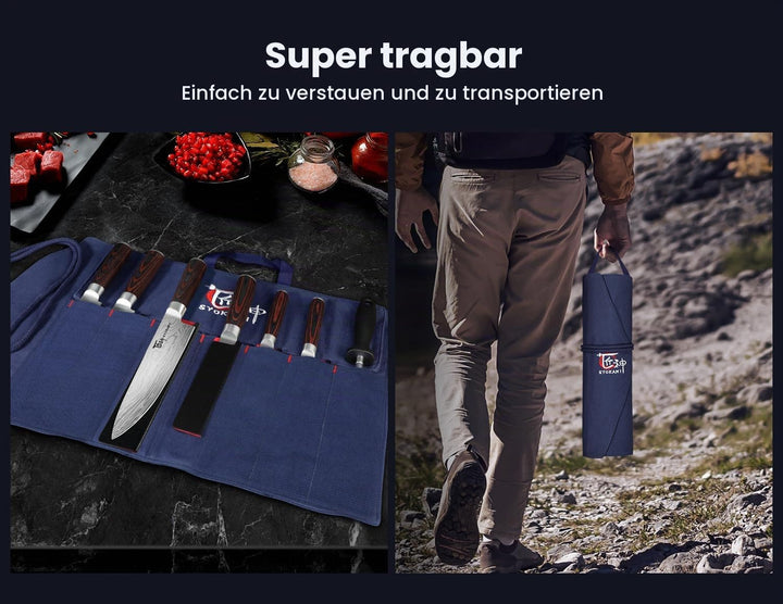 Küchenmessersets, Kochmesserset mit Rolltasche, professionelles japanisches Edelstahlmesserset mit P