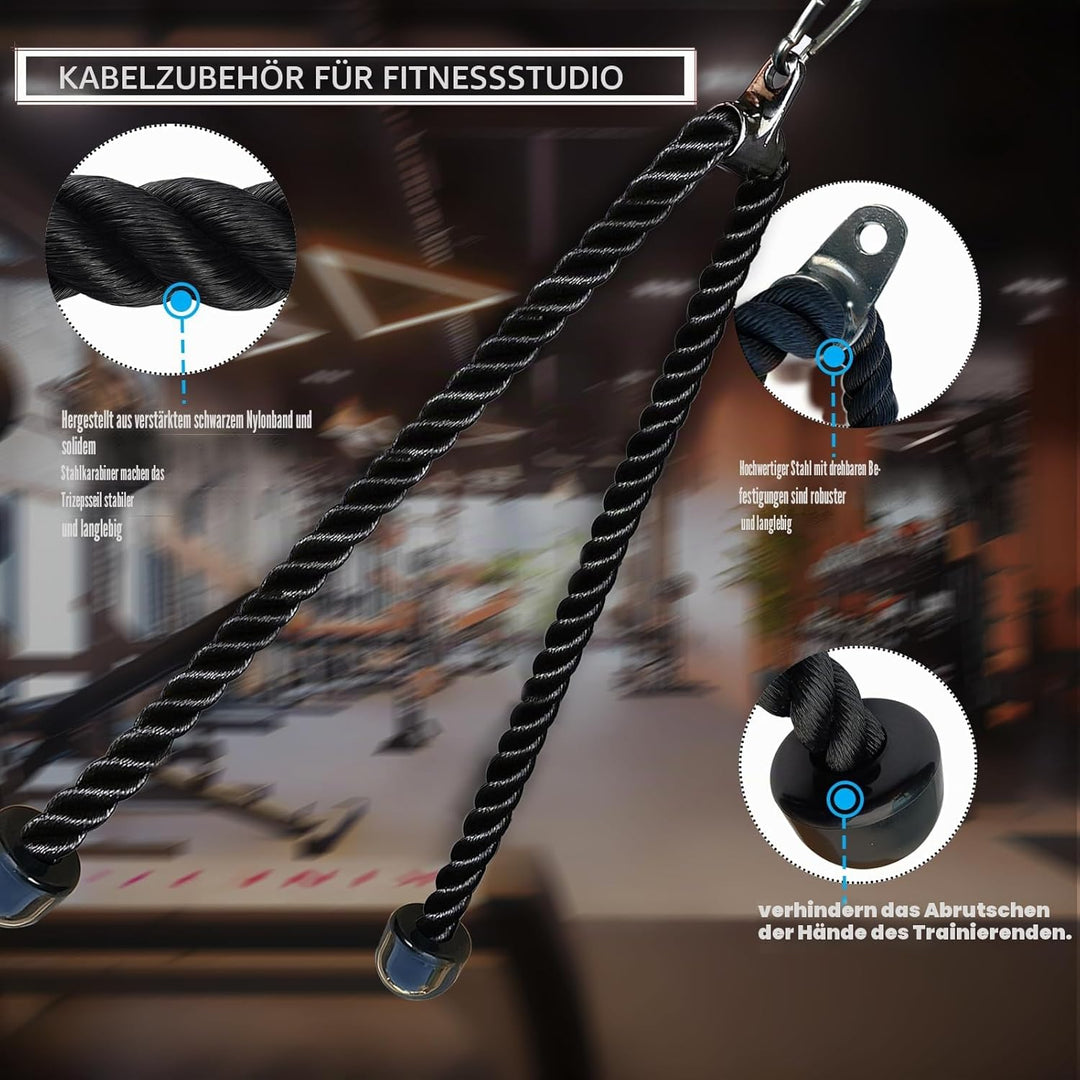 KORIKAHM langes Triceps Seil, Seil Pull Down Befestigung 120/140/160cm, Tricep Pull Down Seil für Ho