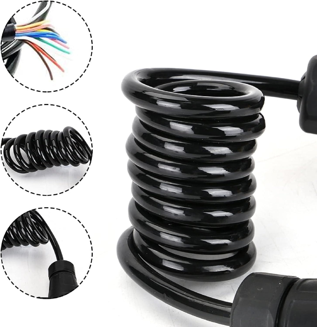 ColdShine 13-adriges Spiralkabel Anhängerkabel 1M Wohnmobil-Steckeradapter für Nutzfahrzeuge Auflieg