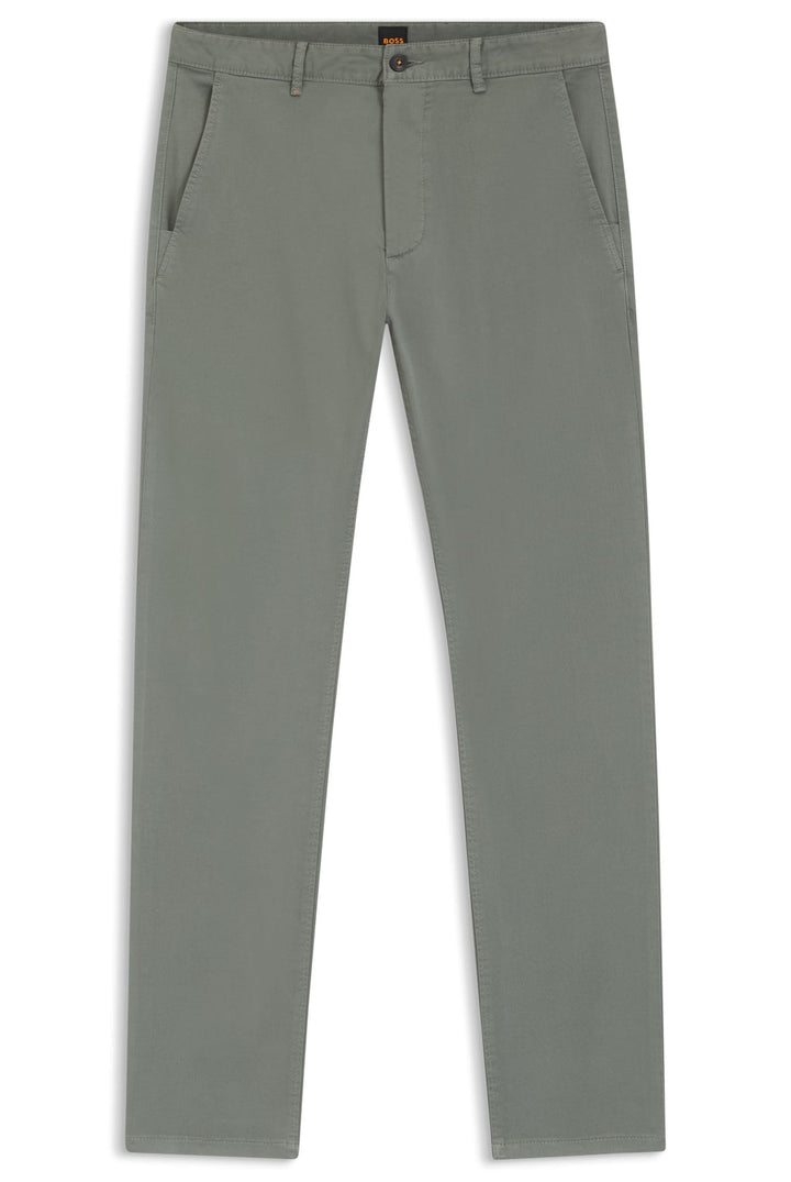 BOSS Herren Chino Slim Slim-Fit Chino aus elastischem Baumwoll-Satin 30W / 34L Open Grey76, 30W / 34