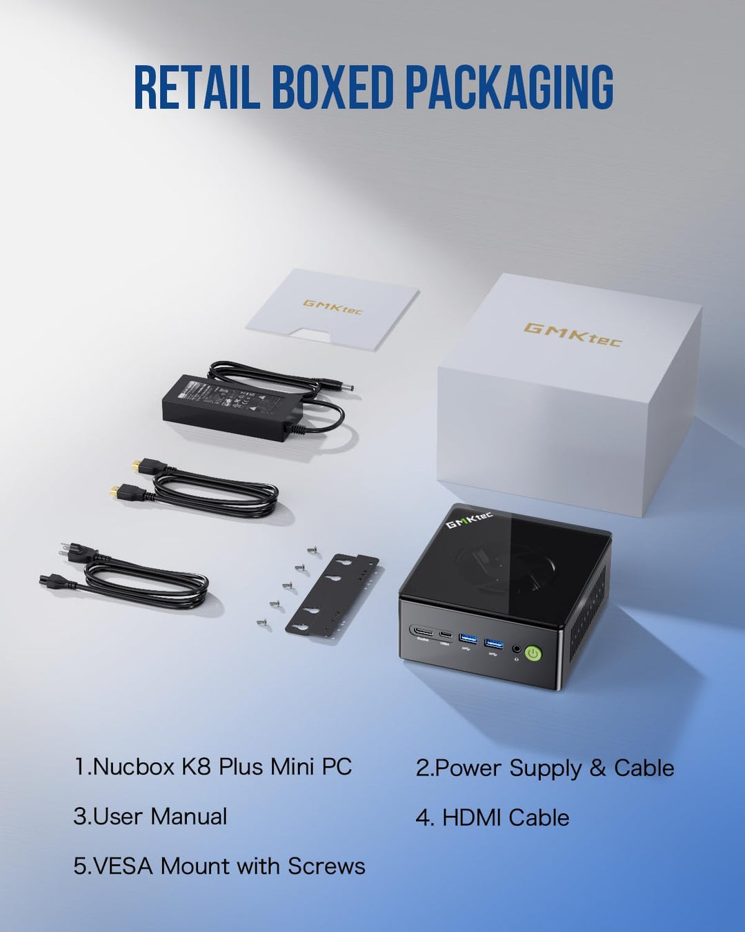 GMKtec K8 Plus Mini PC Ryzen 7 8845HS (8K/16T, bis zu 5.1Ghz) 32 GB DDR5 1TB SSD Mini Gaming PC mit