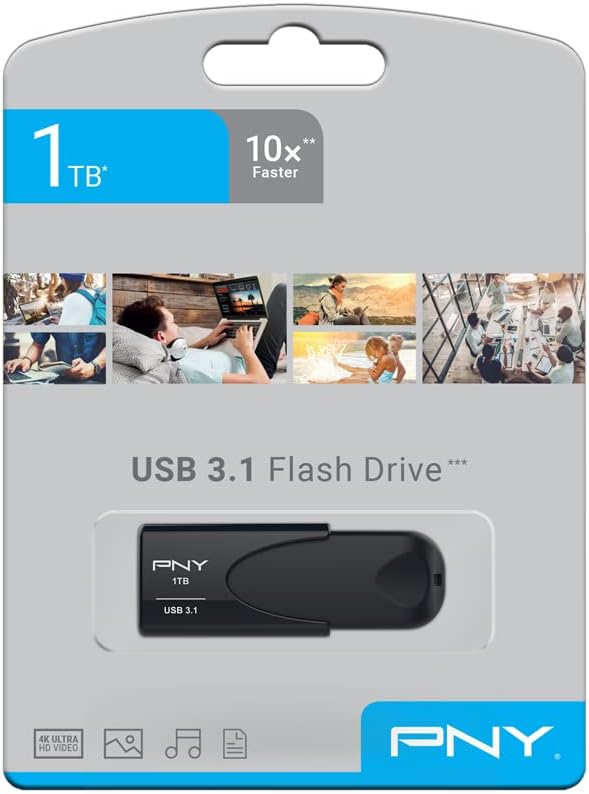 PNY Attaché 4 USB 3.1 Flash Laufwerk - 1TB, Schwarz 1 TB (Paquete de 1) Attaché 4 USB 3.1, 1 TB (Paq