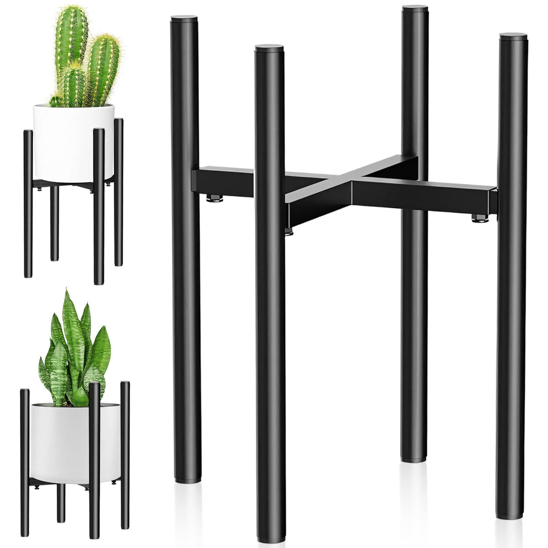 Verstellbarer Blumenständer aus Metall, Pflanzenständer für Innen & Aussenbereich, Schwarz Blumenhoc