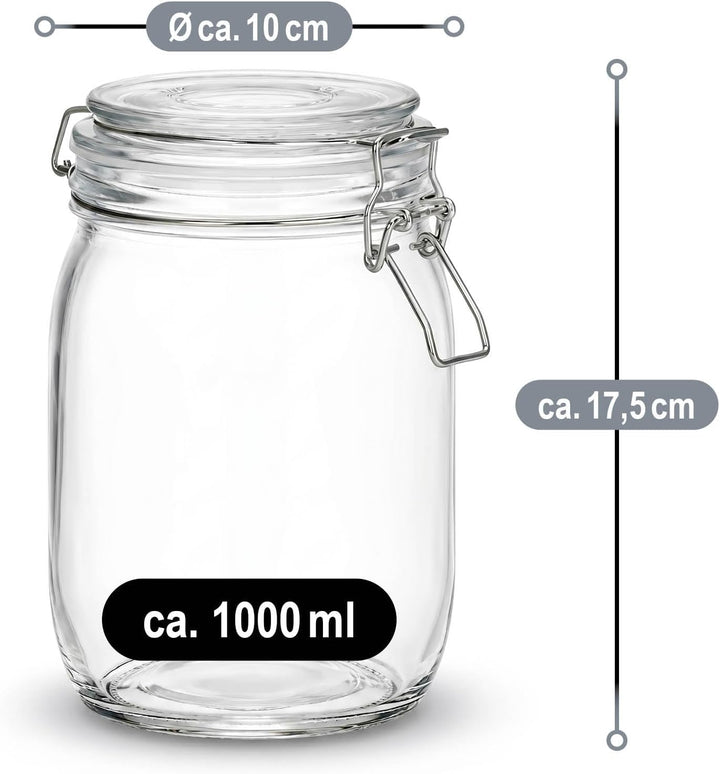 COM-FOUR® 2x Einmachglas mit Bügelverschluss - Vorratsgläser mit Gummiring - Vorratsglas luftdicht -