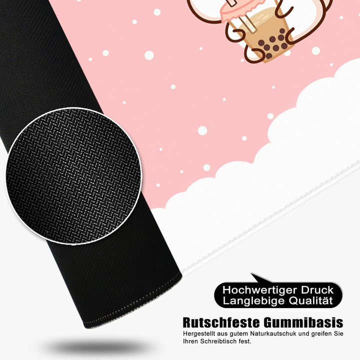Katzen Mauspad Rosa Schreibtischunterlage Süss 80x30x0.3cm Kawai Gross Mousepad XL & Desk Pad (Süsse