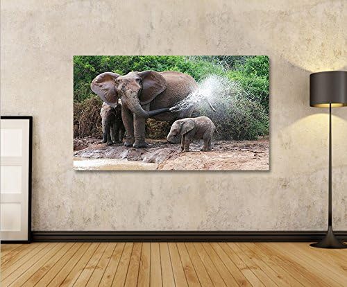 islandburner Bild Bilder auf Leinwand Elefanten V3 mit Elefanten Baby 1p XXL Poster Leinwandbild Wan