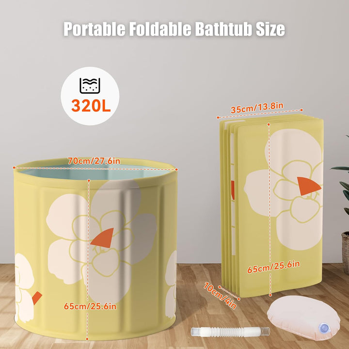Yellow bathtub Tragbare klappbare Badewanne, Freistehende Badewannen für Erwachsene, Eis- und Heissb
