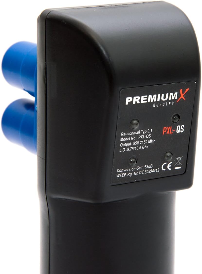 PremiumX Deluxe SAT Anlage bis 4 TV Receiver 100cm Satellitenantenne Aluminium Anthrazit mit LED Qua