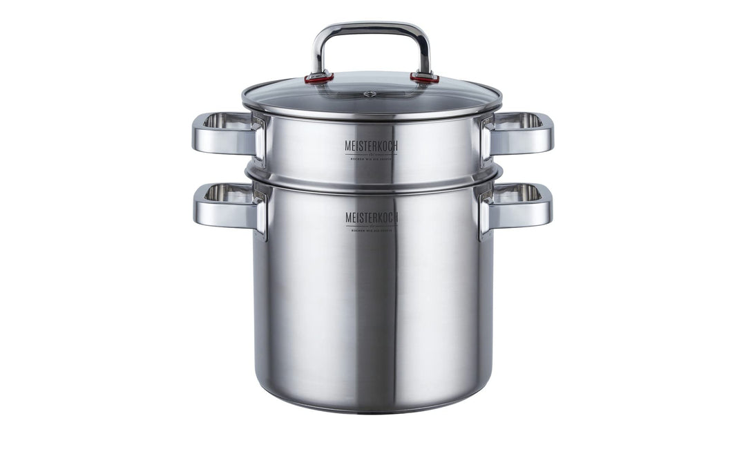 Meisterkoch Edelstahl Kochtopf gross. 20 cm Durchmesser, 5 Liter Volumen, 3-teilig, Induktion Topf |