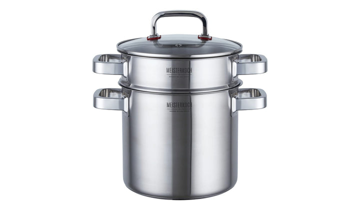 Meisterkoch Edelstahl Kochtopf gross. 20 cm Durchmesser, 5 Liter Volumen, 3-teilig, Induktion Topf |