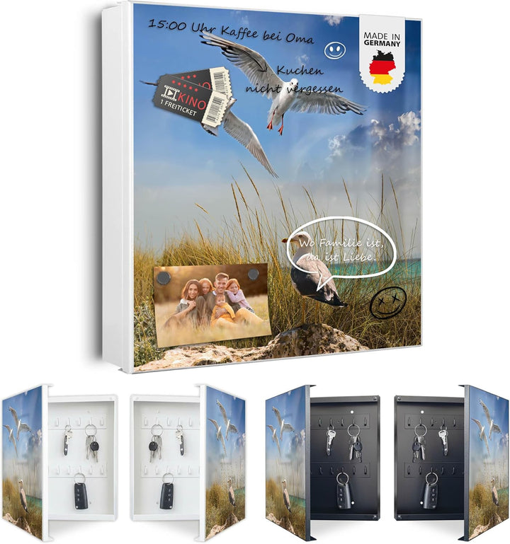 banjado Grosser Schlüsselkasten Glas - Schlüsselbox 30x30cm mit 50 Haken - Schlüsselkasten modern fü