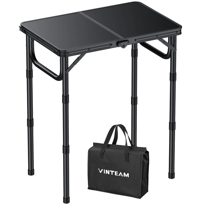 VINTEAM Campingtisch, 3-Fach höhenverstellbar, Leichter klappbarer Picknicktisch mit MDF-Platte, tra