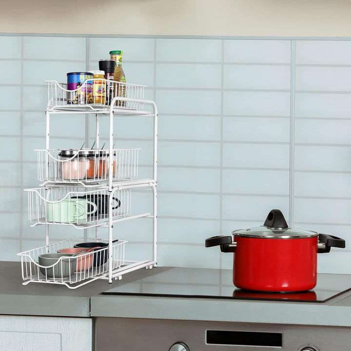 CADUKE Unterwaschbecken-Organizer mit Schubladenkorb, 2er-Pack, Schiebeschrank-Organizer mit Metall,