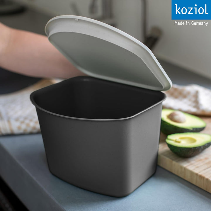 Koziol BIBO Biomülleimer 3 Liter mit Deckel | Küchenabfalleimer, Komposteimer | biozirkulärer Kunsts