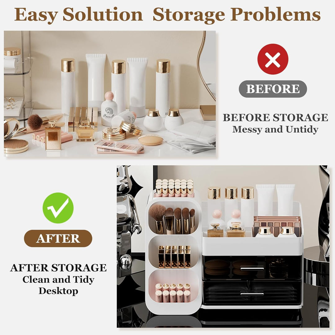 Make Up Kosmetik Organizer mit 2 Schubladen, Multifunktion Schminktisch Organizer, Einfache Aufbewah