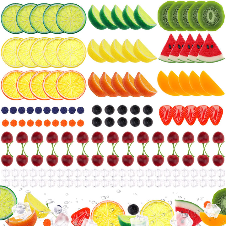 Gresorth 160 Stück Künstliche Kiwischeibe Gelber Pfirsich Zitrone Dekoration Falsche Wassermelone Er