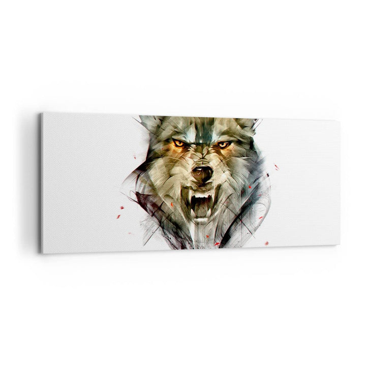 Panorama Bilder auf Leinwand 100x40cm Leinwandbild mit Rahmen Wolf Tier Wald Gross Wanddeko Bild Sch