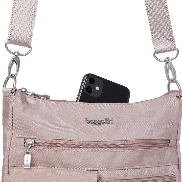 Baggallini Damen Modern Everywhere Slim Crossbody Blush Shimmer, Blush Shimmer