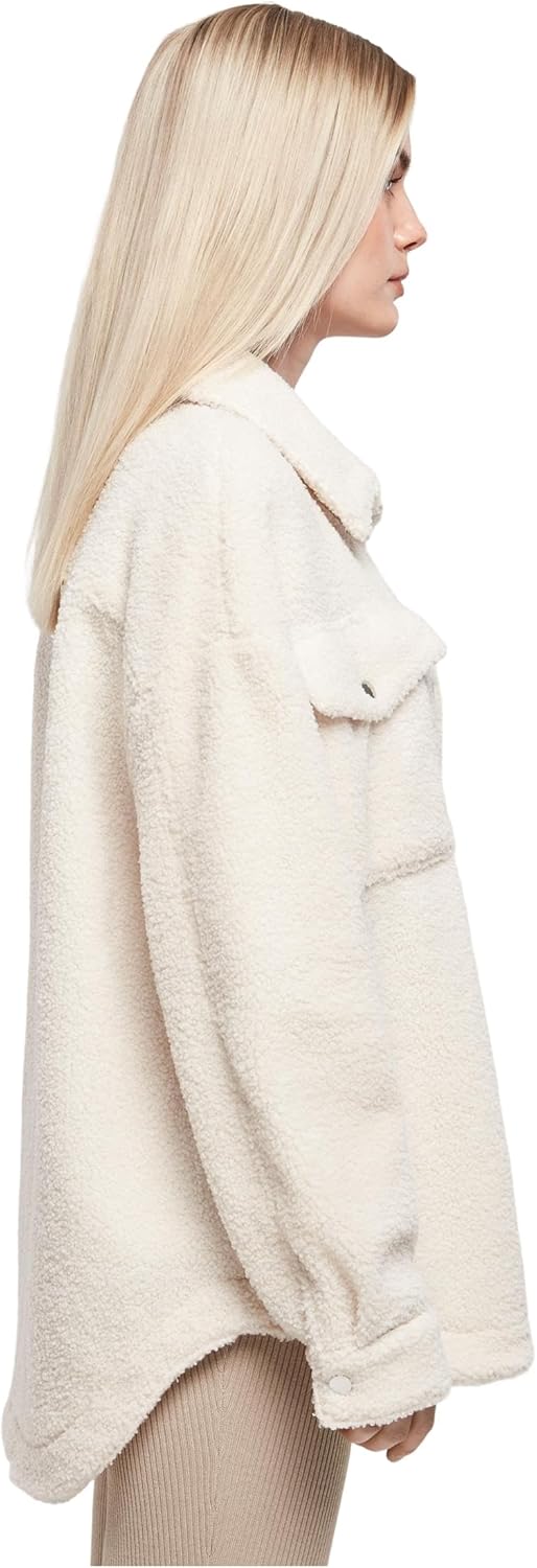 Urban Classics Damen Ladies Sherpa Overshirt Hemd 5XL Whitesand, 5XL Whitesand