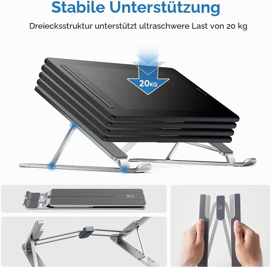 XPPen Ständer für den Schreibtisch, Portable Stütze, Halterung mit 6 verstellbaren Winkeln, ergonomi