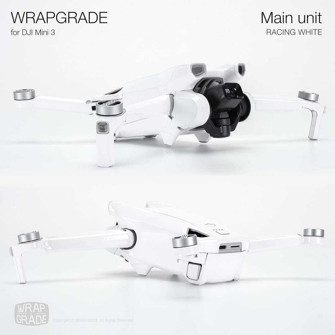 WRAPGRADE Skin Kompatibel mit DJI Mini 3 (Racing White)