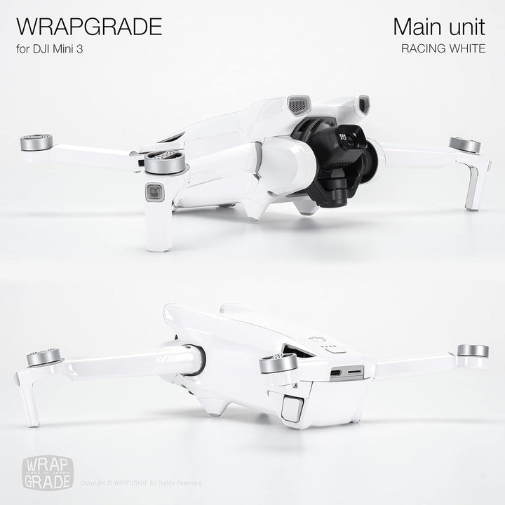 WRAPGRADE Skin Kompatibel mit DJI Mini 3 (Racing White)