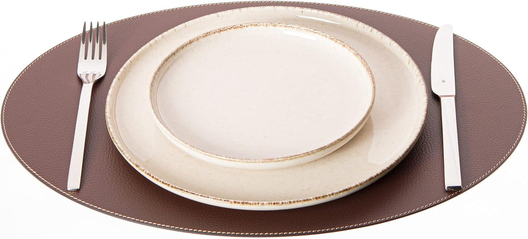 Nikalaz Oval Platzsets aus Recyceltem Leder, 4 Stück Tischsets, Tisch-Matten, Platzdeckchen 45.7 x 3