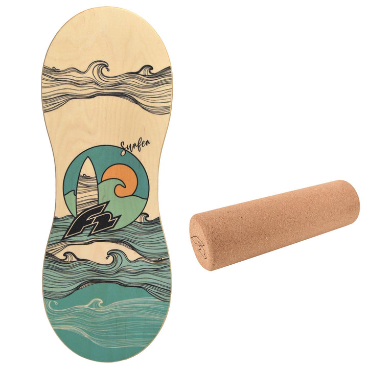 F2 Balance Board Peanut 86 x 32cm mit wählbarem Zubehör 2025/26 Balance Board + Korkrolle, Balance B
