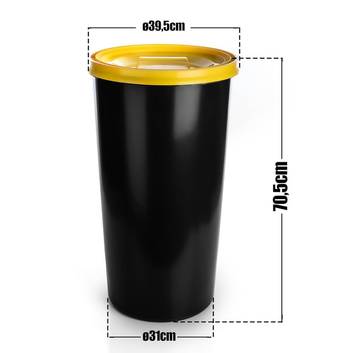 BigDean wetterfeste Mülltonne 60L mit luftdicht verschliessbarem Deckel in Gelb – Gelber Sack Tonne