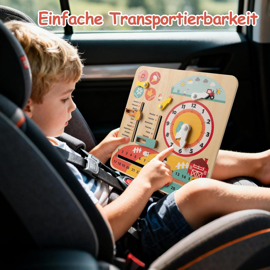 COSTWAY Lernuhr Kinder, Kinderkalender mit Jahreszeiten, Wetter, Tag, Nacht, Monat, Woche & Datum, M