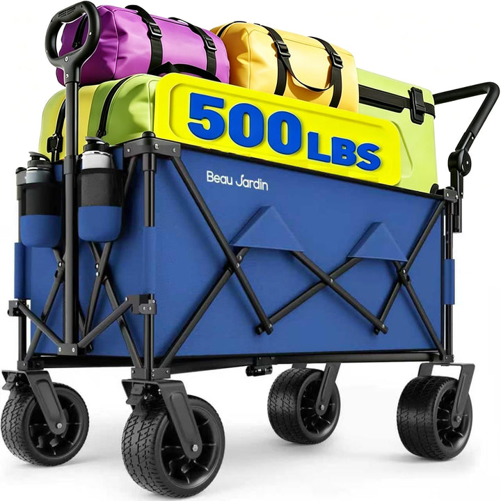 BEAU JARDIN Klappbarer Bollerwagen – 200L 230KG Tragfähigkeit, All-Terrain-Räder 16cm | Faltbarer Tr