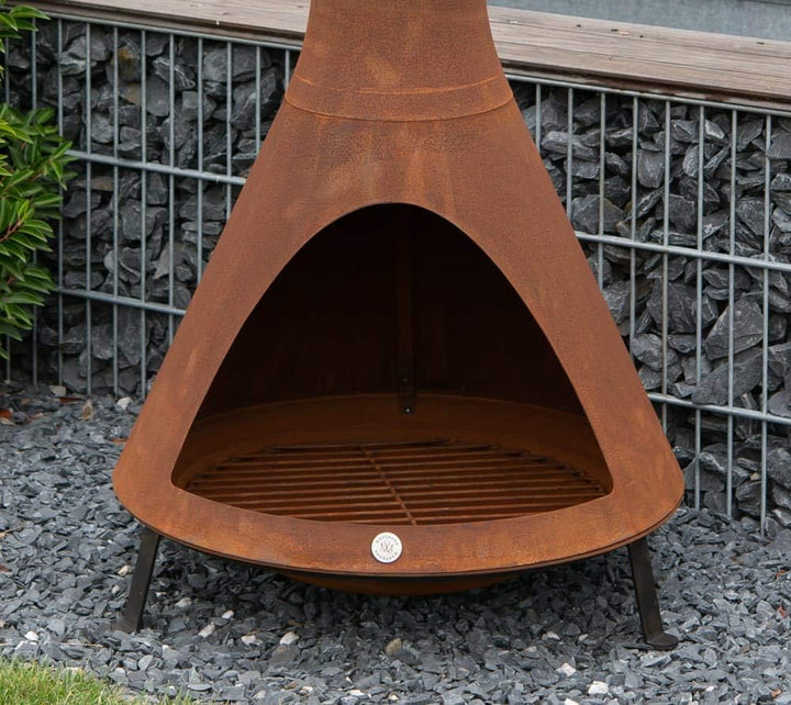 WESTMANN Gartenofen | 70x70x160 cm Rost | Gartenkamin aus pulverbeschichtetem Stahl | Feuerstelle fü