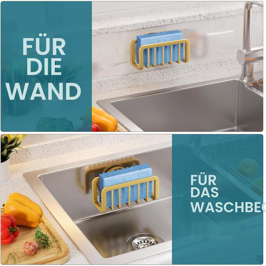 TAILI Schwammhalter Küche mit Leistungsstarker Saugnapf, Abnehmbar, Waschbecken Caddy für Schwämme,