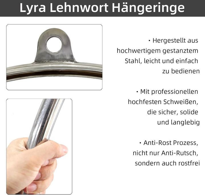 Aerial Hoop Set, Professional Aerial Lyra Hoop, 85cm/90cm/95cm 3 Grössen Edelstahl Single Point Aeri