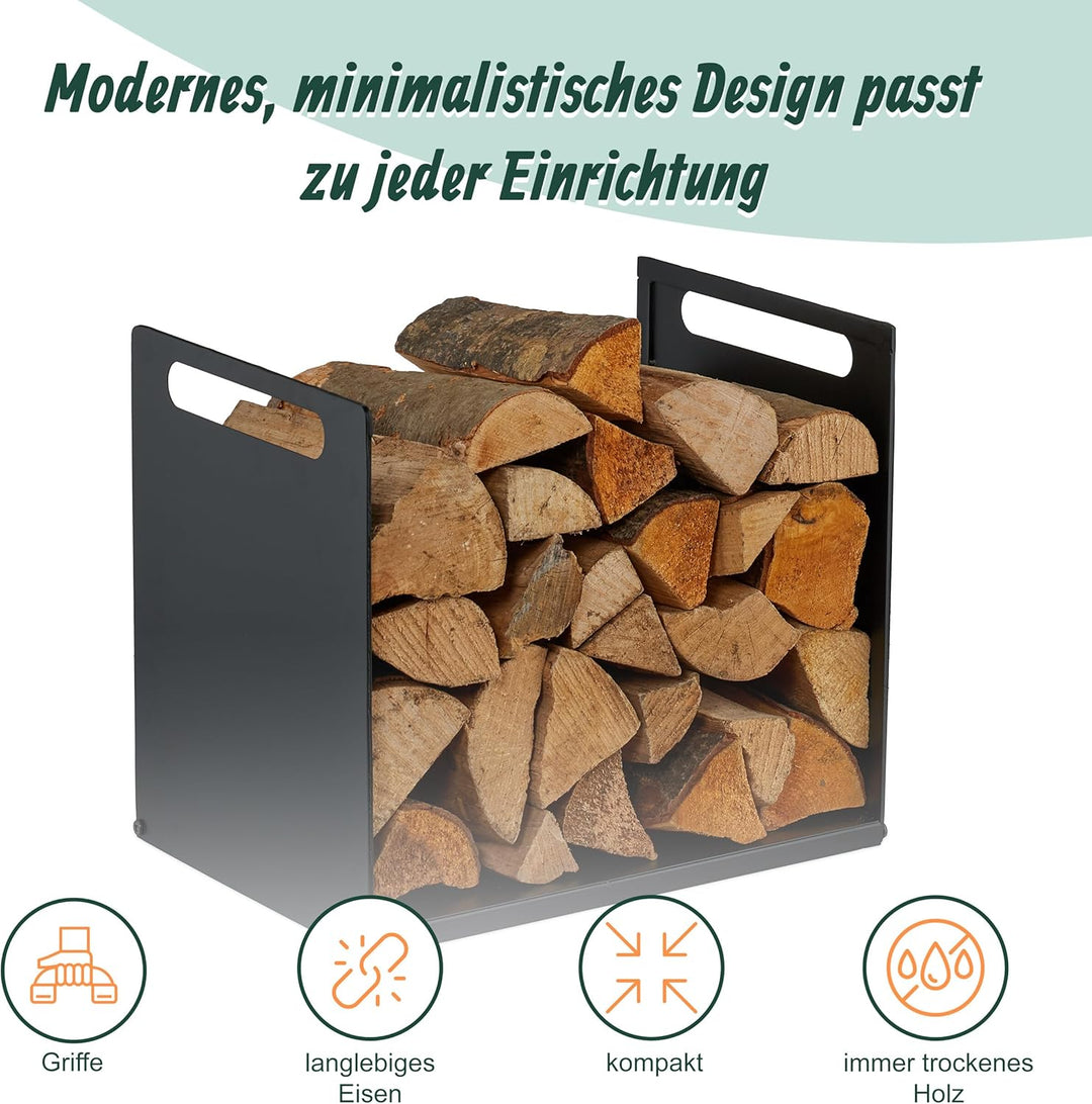 Relaxdays Kaminholzregal, Metall, modern, HBT: 35x40x30 cm, Brennholzregal Feuerholz, Stapelholz & B