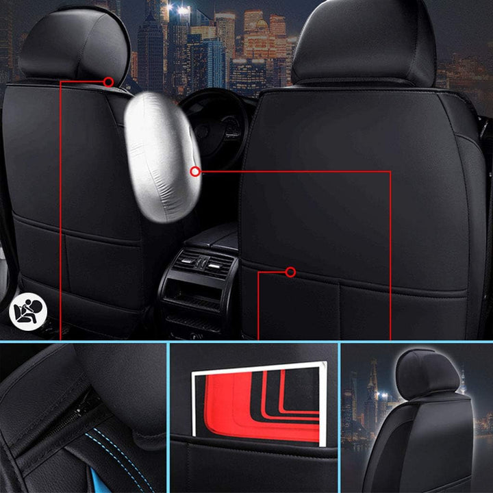 JDWBT Autositzbezüge Set Leder,Autositzschoner Set Universal,Schonbezüge Auto Komplettset 5-Sitze,Si