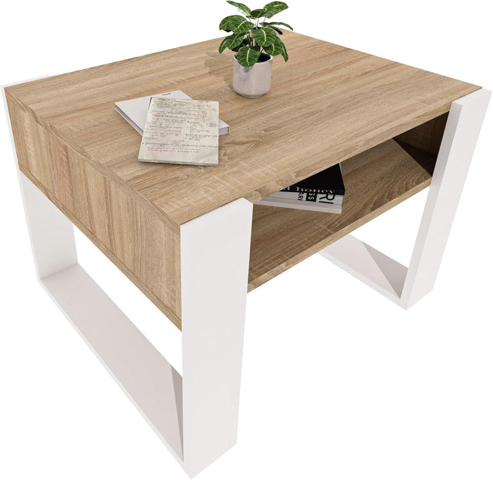 Couchtisch 65×53.6 cm – Wohnzimmertisch aus Holzwerkstoff, Stabiler & moderner Kaffeetisch mit zusät
