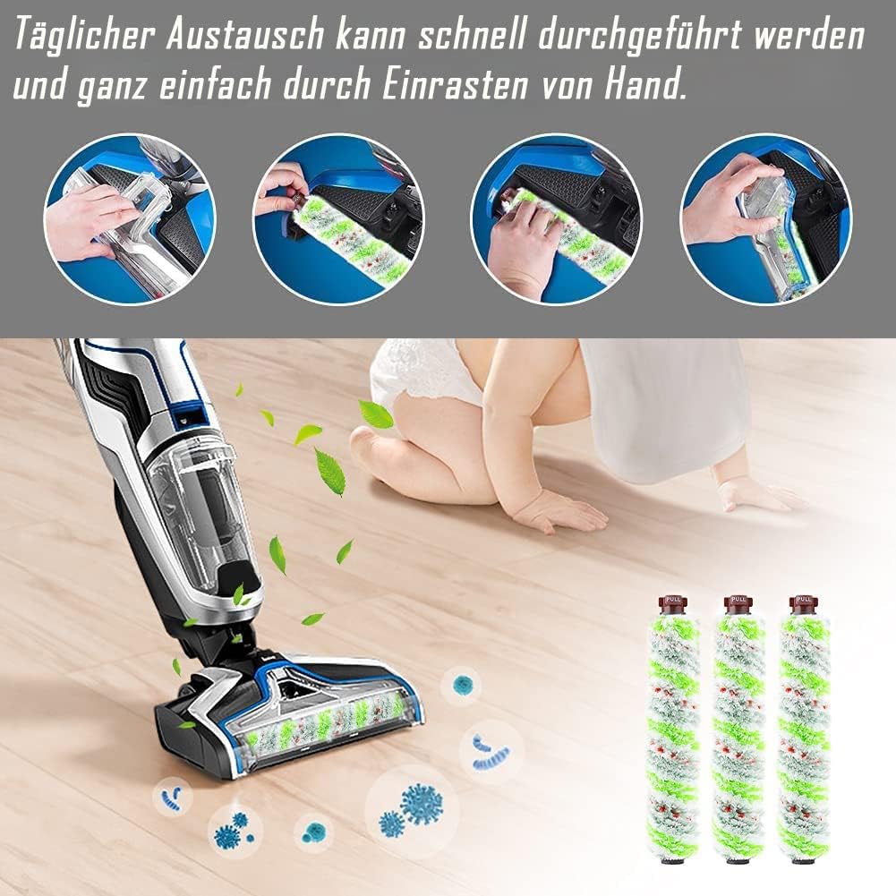 Asdazrxy 2 Stück Ersatzfilter und 2 Stück Multiflächen-Bürstenrolle Haustier, Zubehör für Bissell Cr