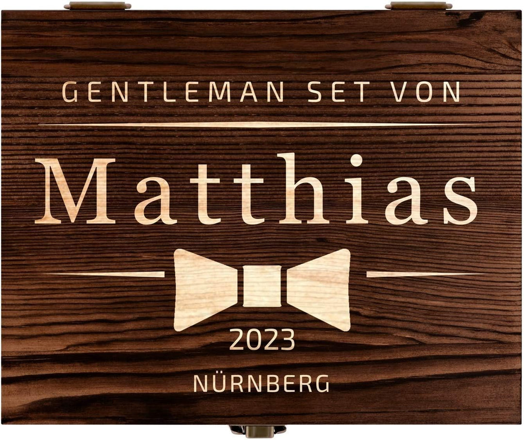 Maverton Whisky Steine Set - in Holzbox mit Gravur - 8 Eiswürfel + 2 Whisky Gläser + Zange + Samtbeu