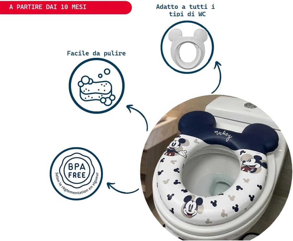 Toilettensitz Mickey für Kinder, ergonomischer Sitz, universell, 36 x 31 cm, rutschfester Wasseradap