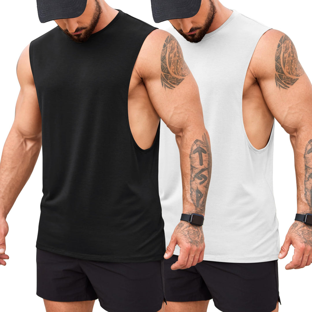 COOFANDY Tank Top Herren Gym Bodybuilding Shirts Ärmellose Muskelshirts Männer S Schwarz/Weiss(2 Stü