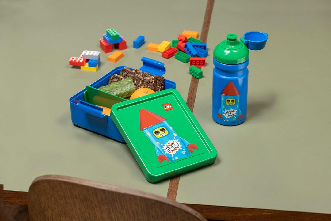 Room Copenhagen LEGO LUNCH SET – ICONIC Design, Spassig & Funktional – 390 ml Flasche und Brotdose f