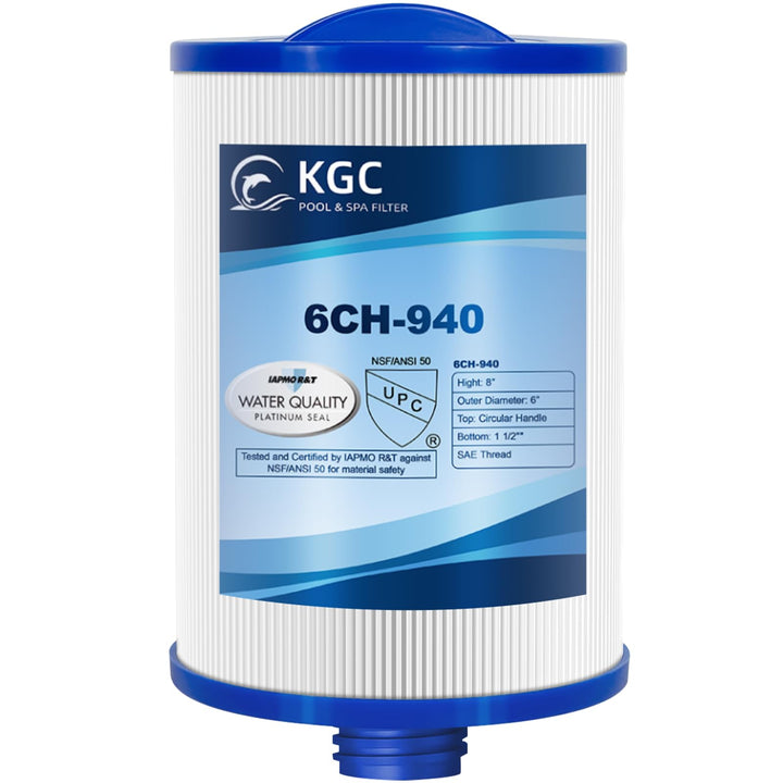 KGC Spa Filter 6CH-940 für Whirlpool, 1 Stück Ersatz für Pleatco PWW50P3 (1 1/2" SAE Grobgewinde), U