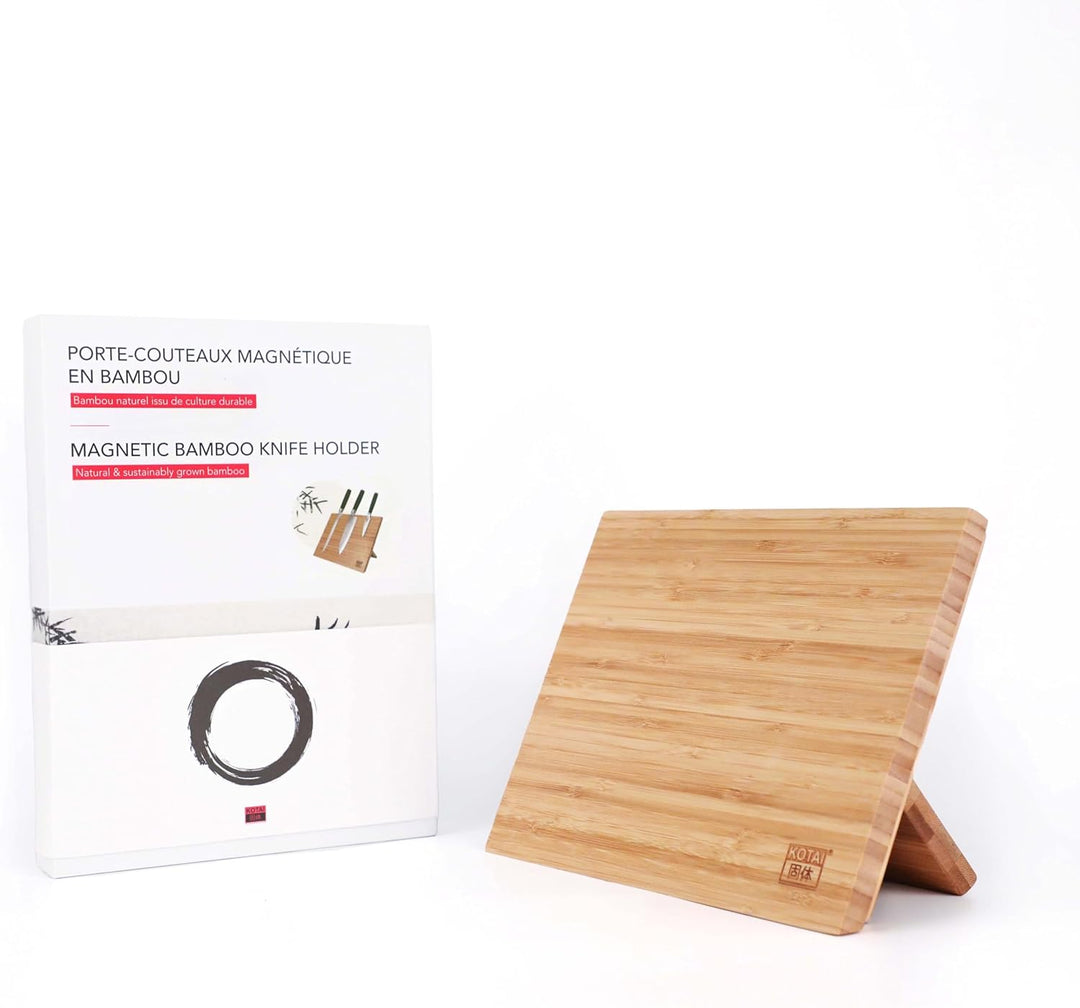 KOTAI | magnetischer Messerhalter aus natürlich lackiertem Bambus für 6-8 Messer (30 x 22 cm), zusam
