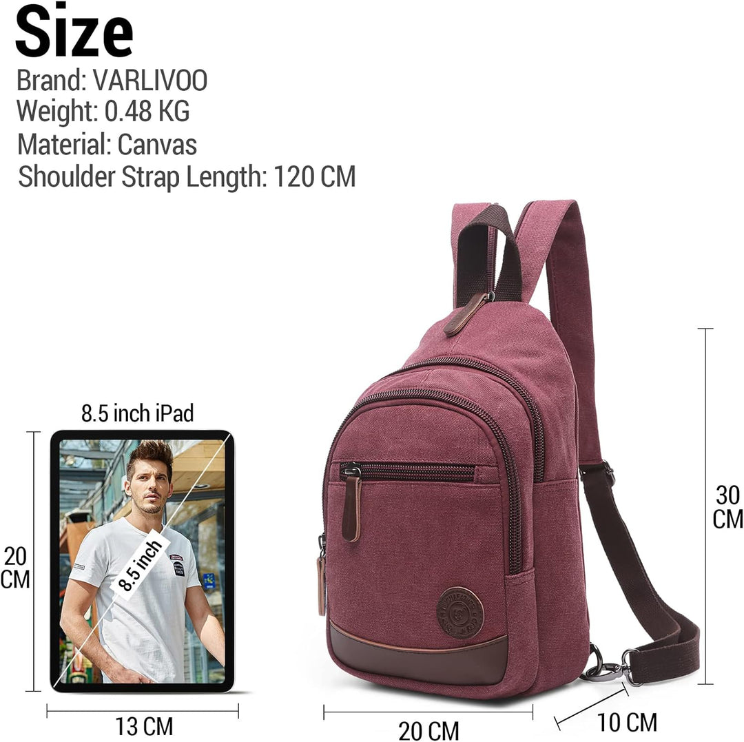 VARLIVOO Retro Sling Bag Herren Crossbody Bag Umhängetaschen Schultertasche Outdoor Sportarten Wande