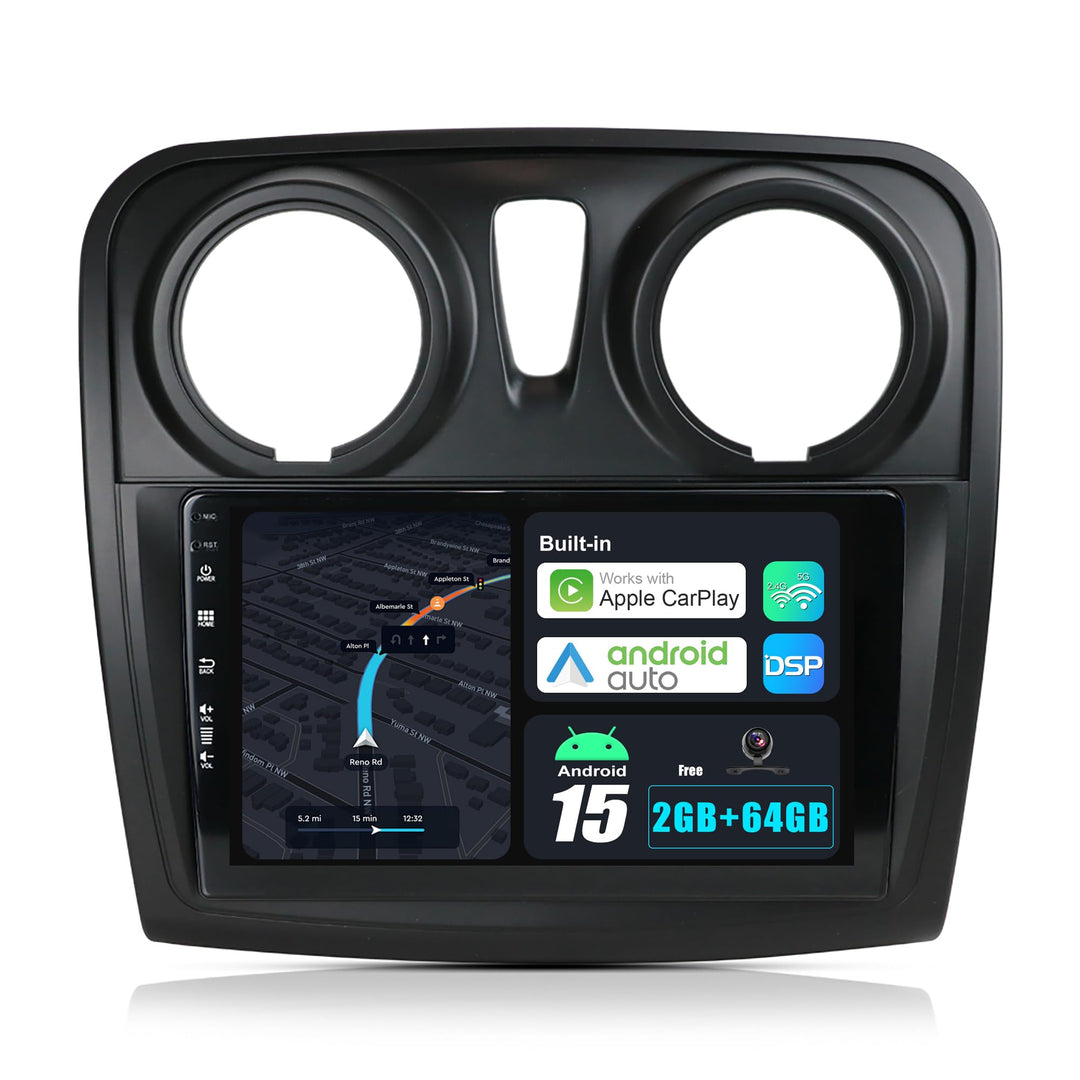 JOYX Android 12 Autoradio mit IPS 2.5D Passt für Dacia - Sandero (2014-2017) - Rückfahrkamera Canbus
