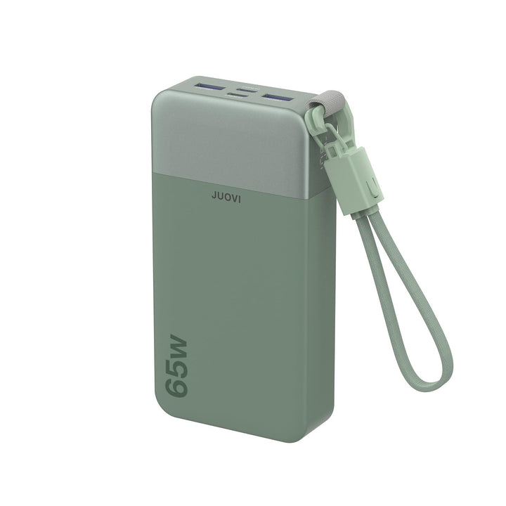 JUOVI Laptop Power Bank, 65W 20000mAh Schnellladung Powerbank | Angebrachtem USB C Kabel, Tragbarer