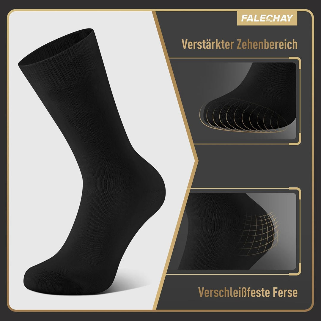 Falechay Herren Socken 12 Paar Sportsocken Classic Schwarz Atmungsaktive Baumwolle 43-46 Schwarz, 43
