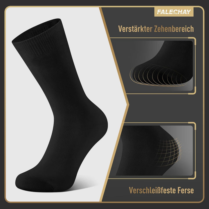 Falechay Herren Socken 12 Paar Sportsocken Classic Schwarz Atmungsaktive Baumwolle 43-46 Schwarz, 43