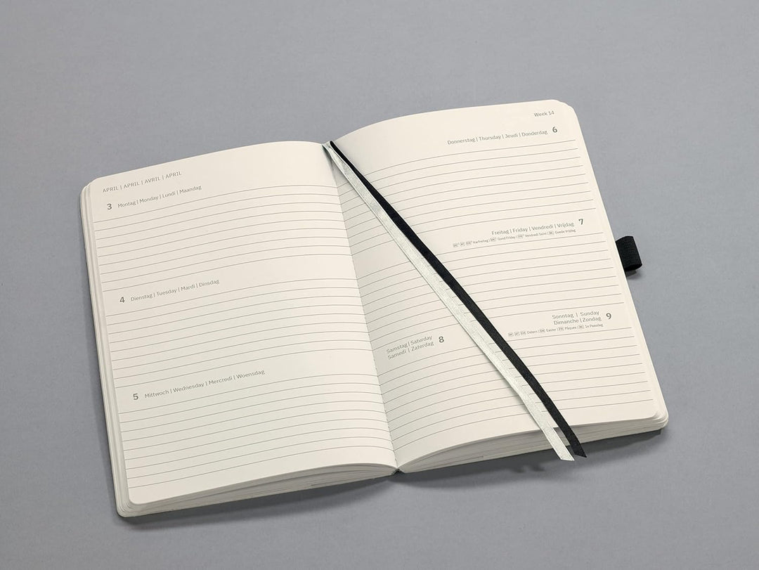 SIGEL C2306 Terminplaner Wochenkalender 2022/2023 - ca. A5 - schwarz - Softcover - 256 Seiten - Gumm